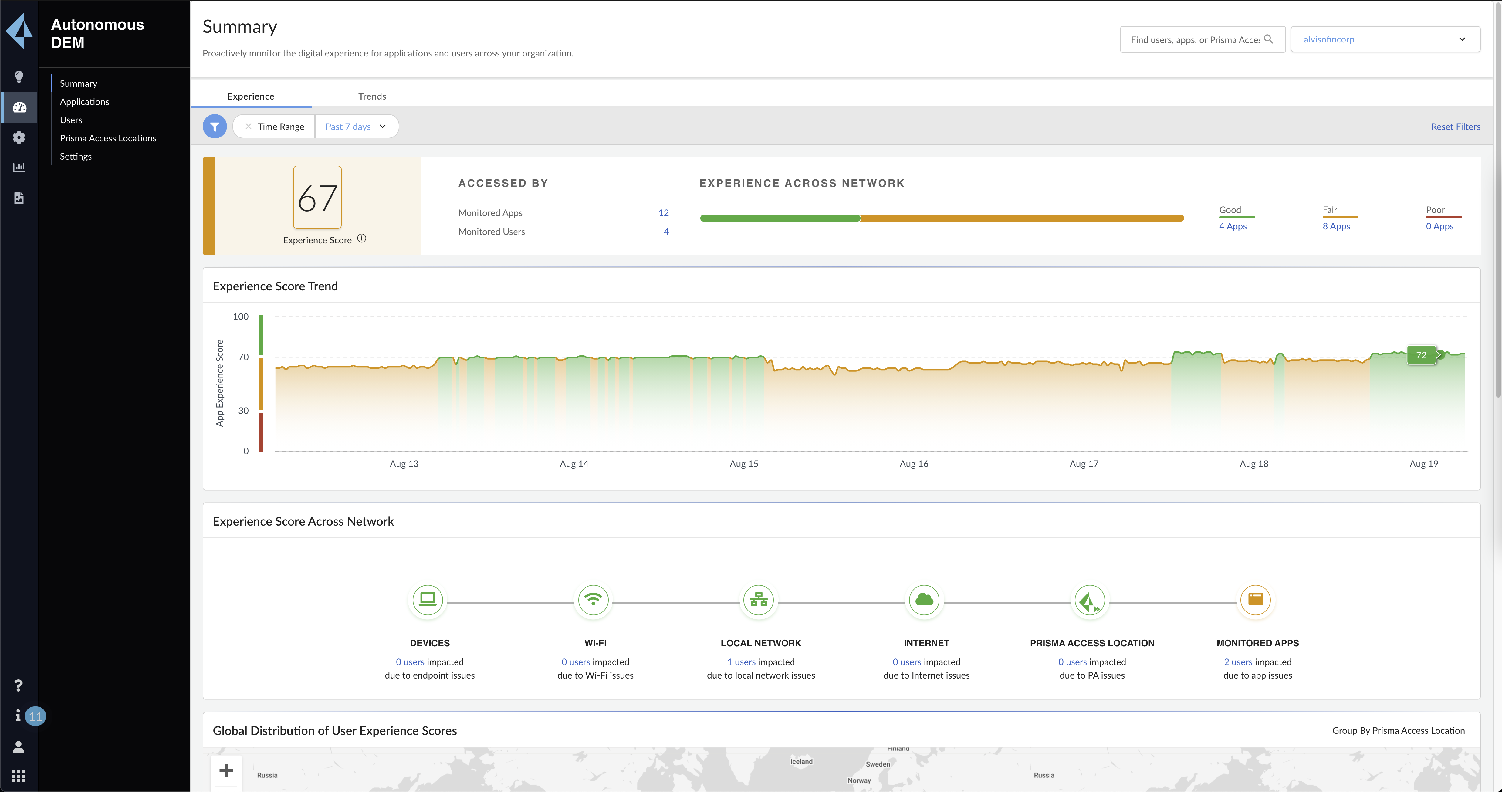 Gerenciamento autônomo de experiência digital (ADEM)